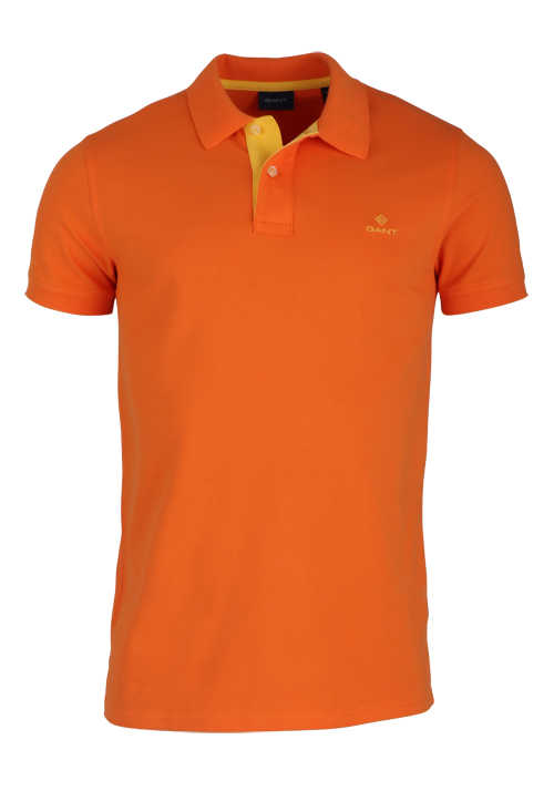 GANT Halbarm Poloshirt geknöpfter Polokragen Logo-Stick orange