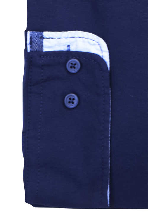HATICO Modern Fit Hemd Langarm Button Down Kragen Struktur nachtblau