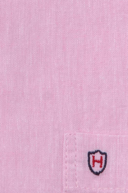 HATICO Regular Fit Hemd Halbarm Stehkragen Struktur rosa