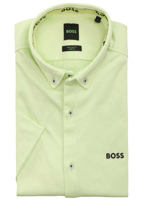 BOSS Regular Fit Hemd Halbarm Button Down Kragen Stretch apfel