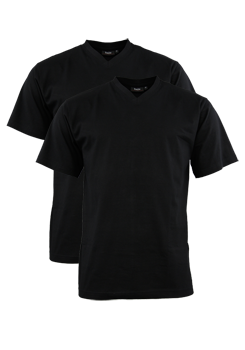 HAJO T-Shirt V-Ausschnitt Doppelpack Baumwolle schwarz