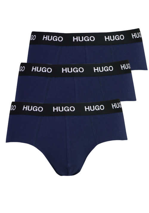 HUGO Slip Gummibund mit Logoschriftzug 3er Pack blau