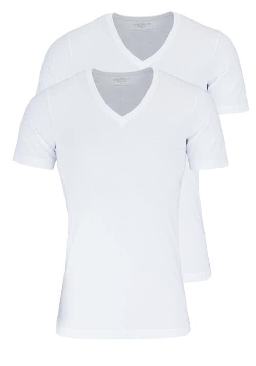 MARVELIS Body Fit T-Shirt Doppelpack V-Ausschnitt weiß