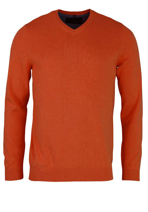 MARVELIS Strick Pullover Langarm V-Ausschnitt orange