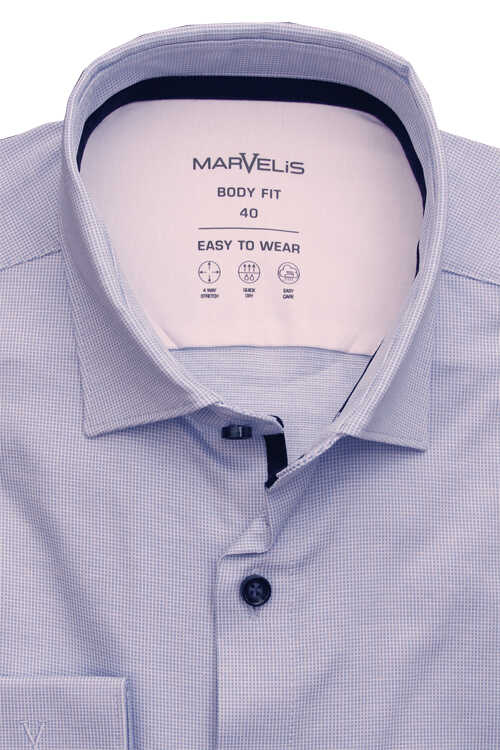 MARVELIS Body Fit Hemd extra langer Arm Haifischkragen Jersey hellblau