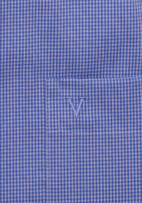 MARVELIS Modern Fit Hemd Halbarm New Kent Kragen Karo blau