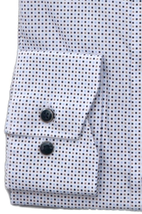 OLYMP Luxor comfort fit Hemd extra langer Arm New Kent Kragen Muster weiß