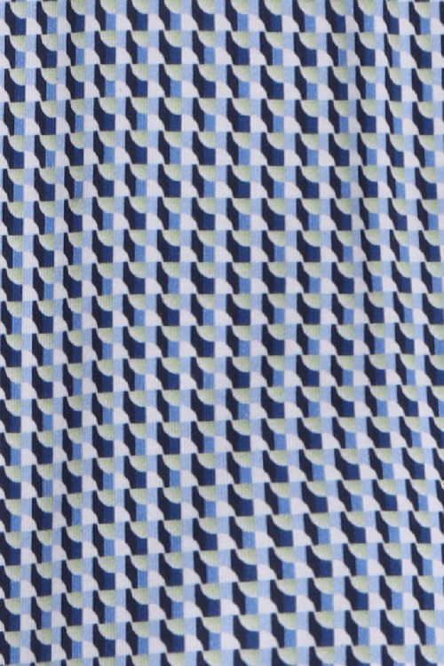 OLYMP Level Five 24/Seven body fit Hemd Halbarm Haifischkragen Muster blau
