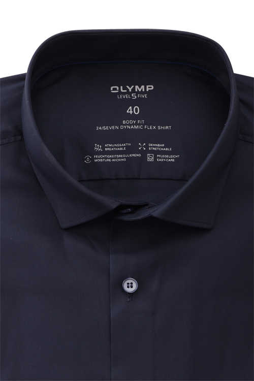 OLYMP Level Five 24/Seven body fit Hemd Langarm New Kent Kragen dunkelblau