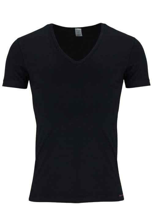 OLAF BENZ Halbarm T-Shirt V-Ausschnitt Baumwollmischung schwarz
