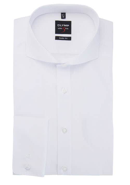 OLYMP Level Five body fit Hemd Langarm weiß ohne Manschettenknopf