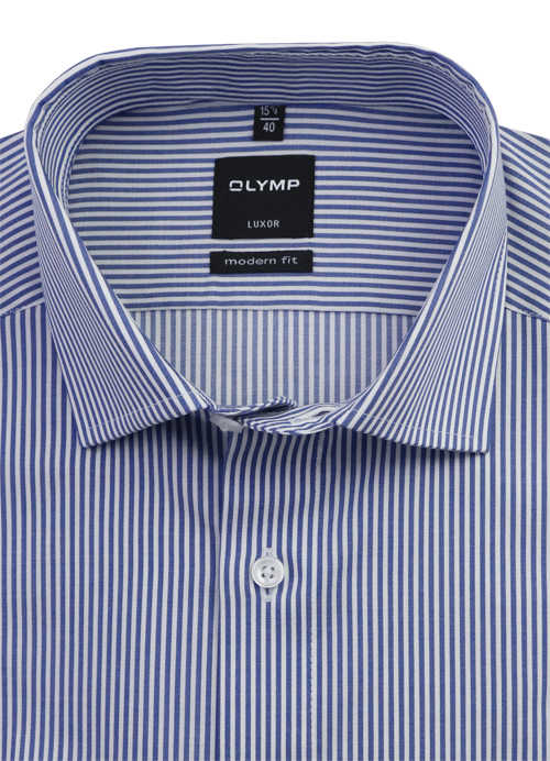 OLYMP Luxor modern fit Hemd extra langer Arm Streifen dunkelblau