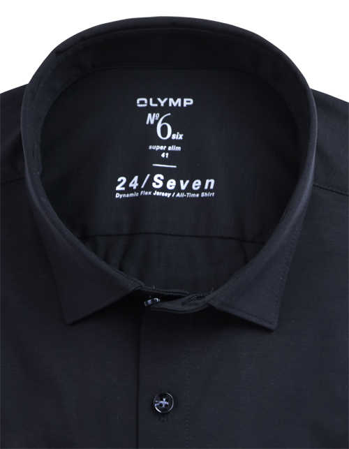 OLYMP No. Six 24/Seven super slim Businesshemd extra langer Arm Haifischkragen Struktur schwarz