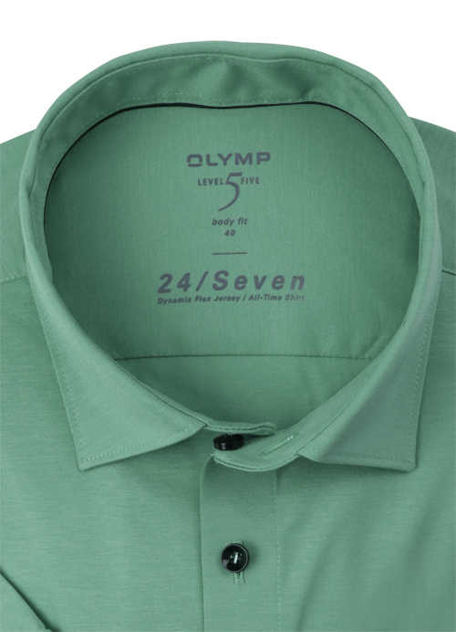 OLYMP Level Five body fit Hemd 24 / Seven Halbarm Jersey Stretch grün