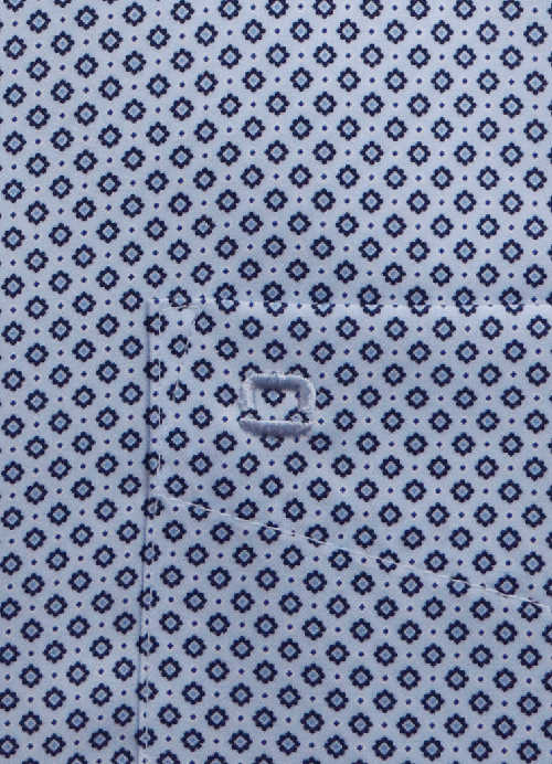 OLYMP Luxor modern fit Hemd Langarm Brusttasche Haifischkragen Muster hellblau
