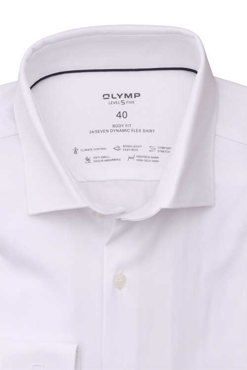 OLYMP Level Five 24/Seven body fit Hemd Langarm Stretch weiß
