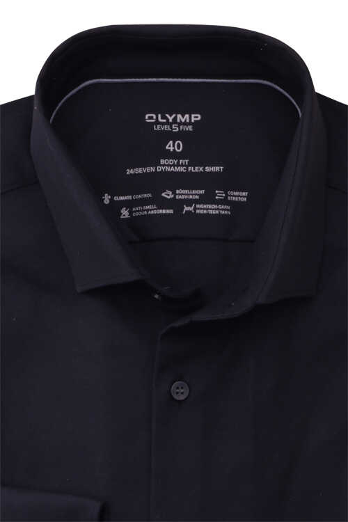 OLYMP Level Five 24/Seven body fit Hemd Langarm Stretch nachtblau
