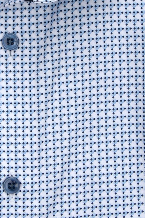 OLYMP Level Five body fit Hemd Halbarm New Kent Kragen Stretch Muster blau