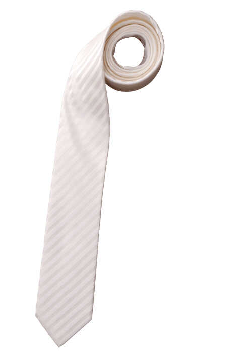 OLYMP Krawatte slim 6,5 cm breit aus reiner Seide Fleckabweisend Streifen weiß