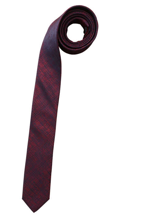 OLYMP Krawatte super slim 5 cm breit aus reiner Seide Fleckabweisend Muster rot