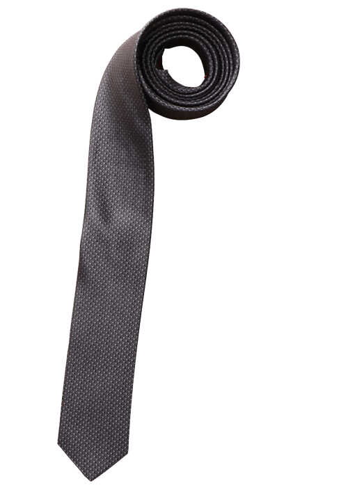 OLYMP Krawatte super slim 5 cm breit aus reiner Seide Fleckabweisend Muster schwarz