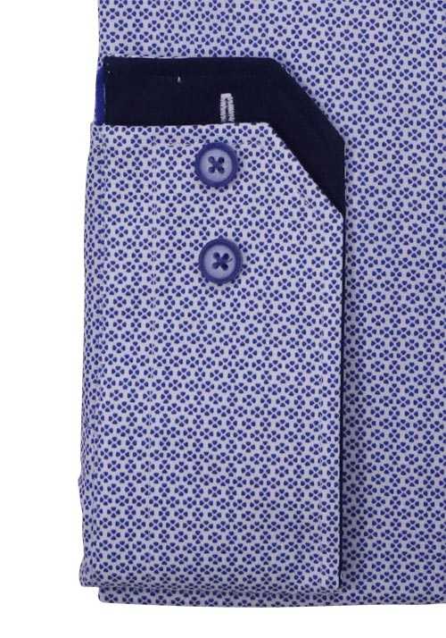 PURE Modern Fit Hemd Langarm Haifischkragen Muster blau