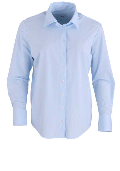 PURE Modern Functional Bluse Hemdenkragen Streifen hellblau