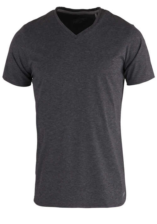 PURE T-Shirt Halbarm V-Ausschnitt Stretch dunkelgrau
