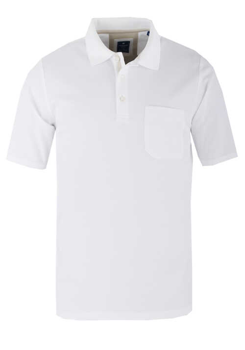REDMOND Polo Shirt Hemdkragen Kurzarm Brusttasche Uni weiß