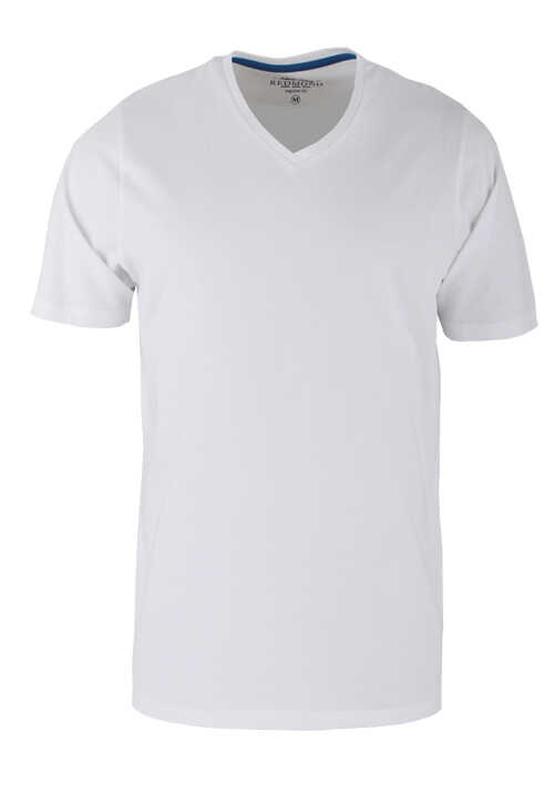 REDMOND T-Shirt Kurzarm V-Ausschnitt weiß