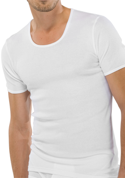 SCHIESSER Original Classics Doppelripp T-Shirt Rundhals Uni weiß 005068/100