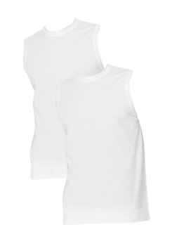 SCHIESSER American Shirt ohne Ärmel Doppelpack Uni weiß 208010/100
