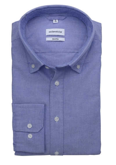SEIDENSTICKER Shaped Hemd Langarm Button Down Kragen Oxford blau
