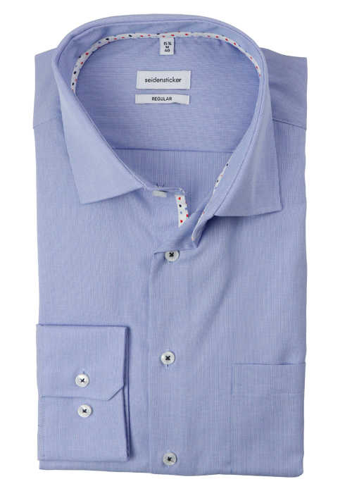 SEIDENSTICKER Regular Businesshemd extra langer Arm New Kent Kragen Patch Uni blau