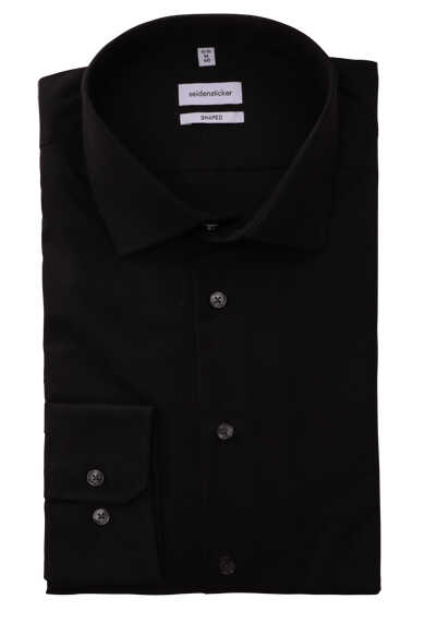 SEIDENSTICKER Tailored Hemd extra langer Arm Popeline schwarz