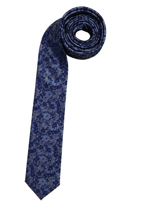 VENTI Business-Krawatte aus reiner Seide 6cm breit Muster blau