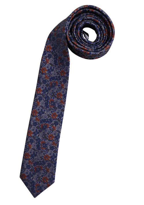VENTI Business-Krawatte aus reiner Seide 6cm breit Muster orange