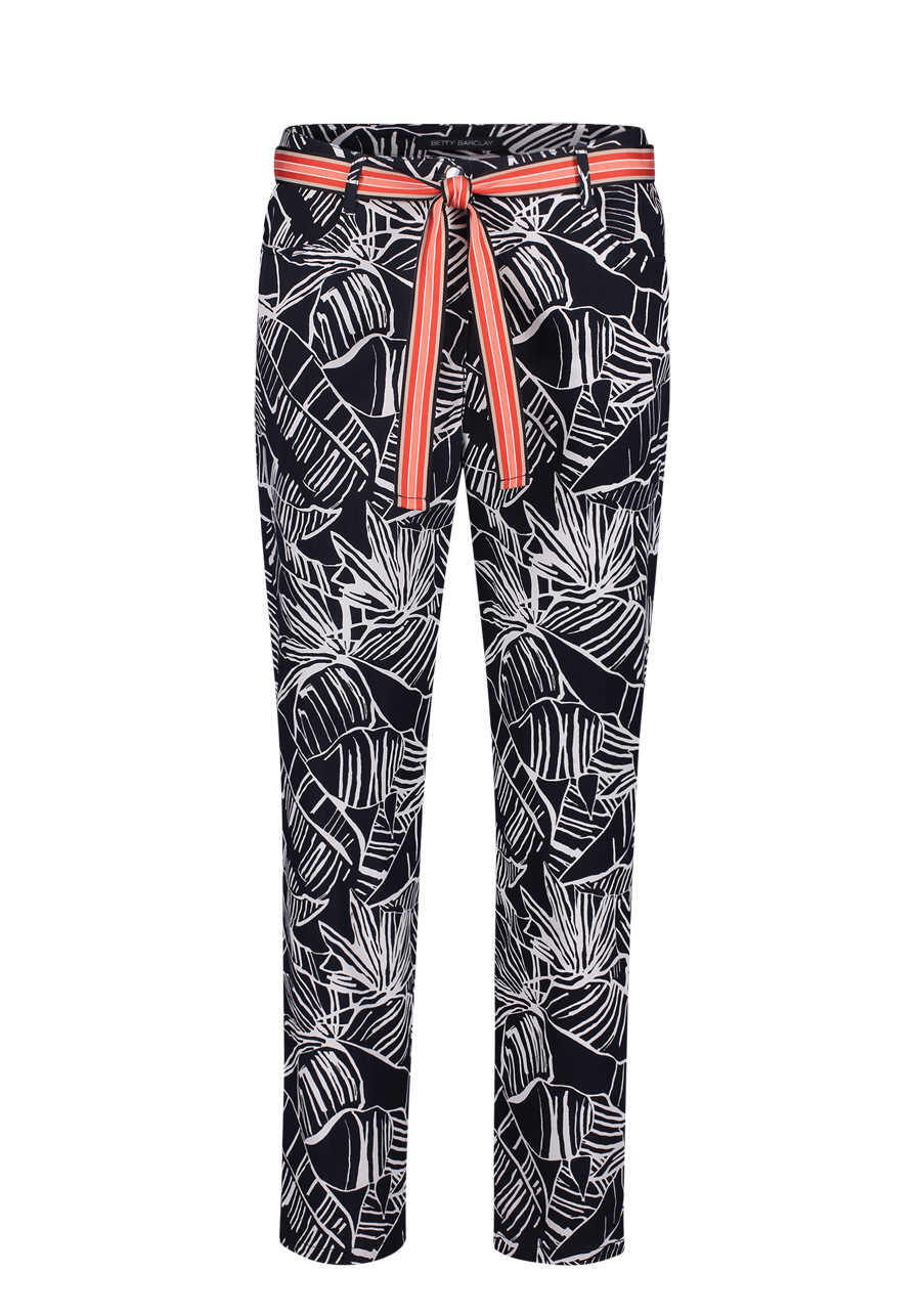 Produktbild fr 'BETTY BARCLAY Relaxed Hose Mila Bindeband Allover-Muster dunkelblau'