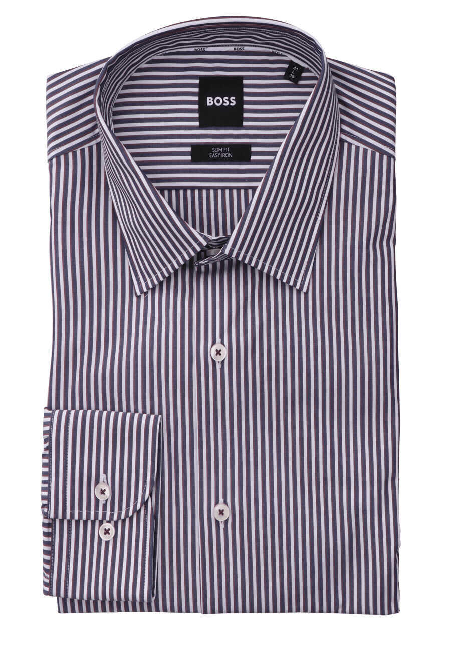 Produktbild f�r 'BOSS Slim Fit Hemd H-HANK-C1 extra langer Arm New Kent Kragen Streifen rot'