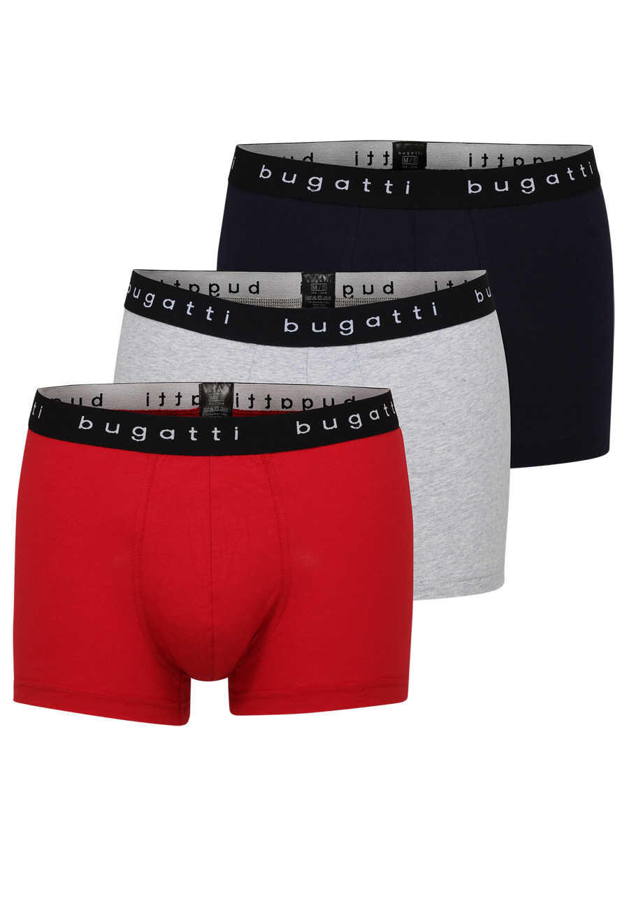 Produktbild fr 'BUGATTI Pants breiter Gummibund Single Jersey 3er Pack rot/grau/navy'
