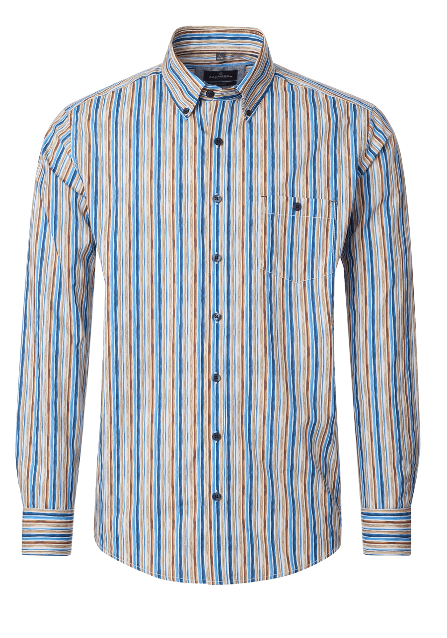 Produktbild f�r 'CASAMODA Casual Fit Hemd super langer Arm Button Down Kragen Streifen blau'