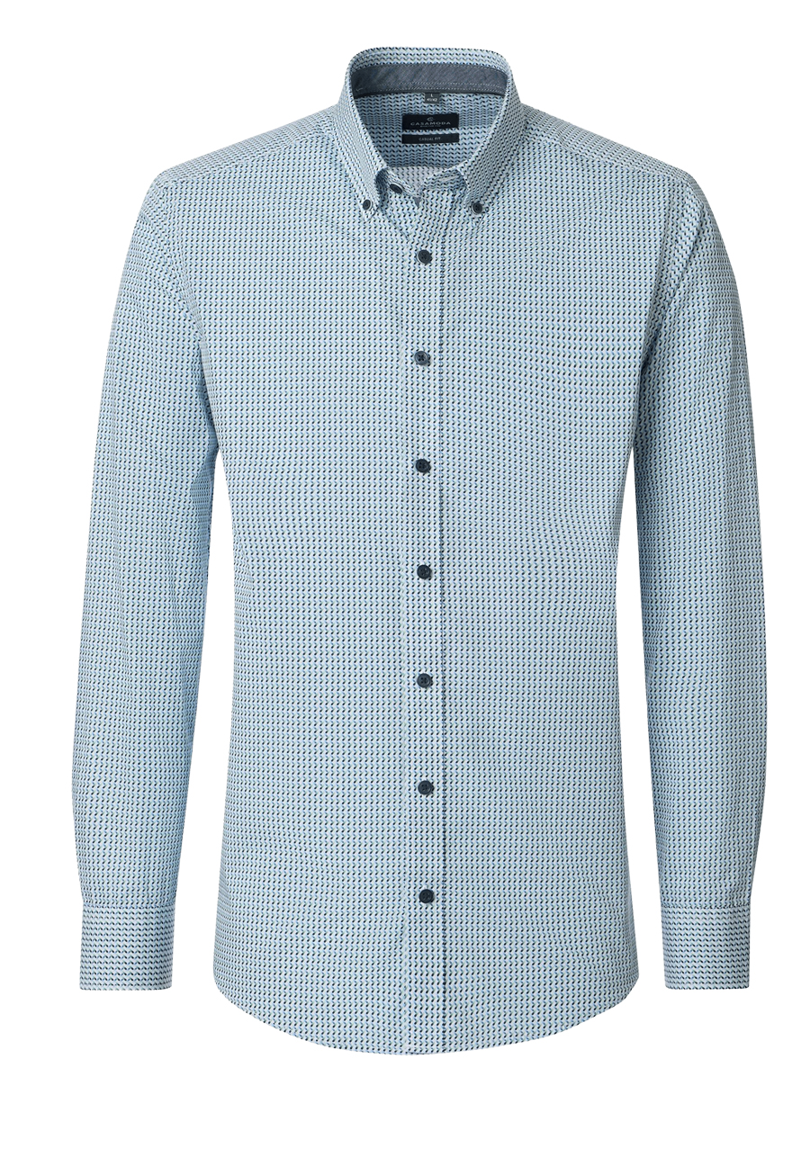 Produktbild f�r 'CASAMODA Casual Fit Hemd super langer Arm Button Down Kragen Muster blau'