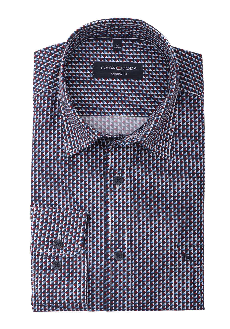 Produktbild f�r 'CASAMODA Casual Fit Hemd super langer Arm New Kent Kragen Muster blau'