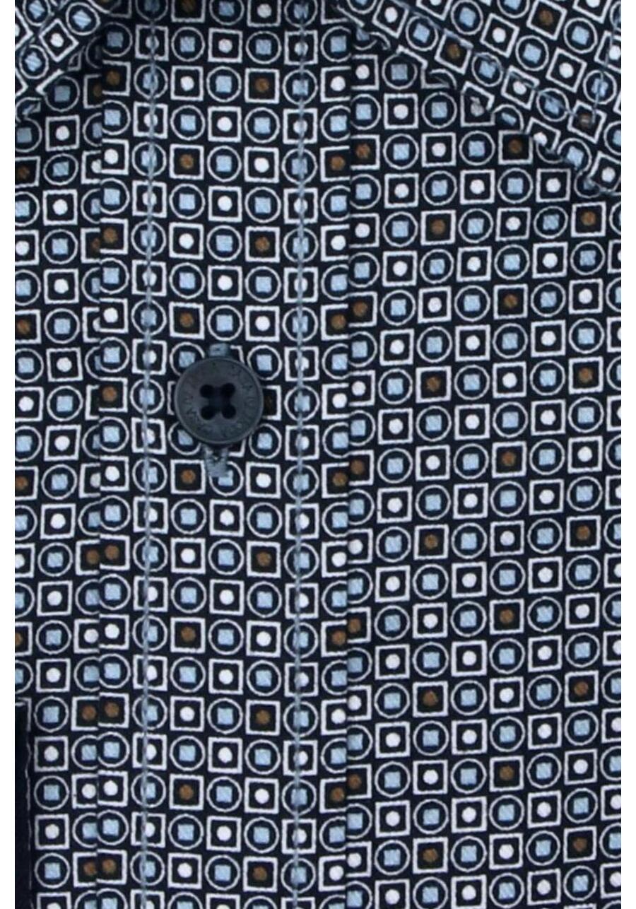 Produktbild fr 'CASAMODA Casual Fit Hemd super langer Arm Basic Kent Kragen Muster dunkelblau'