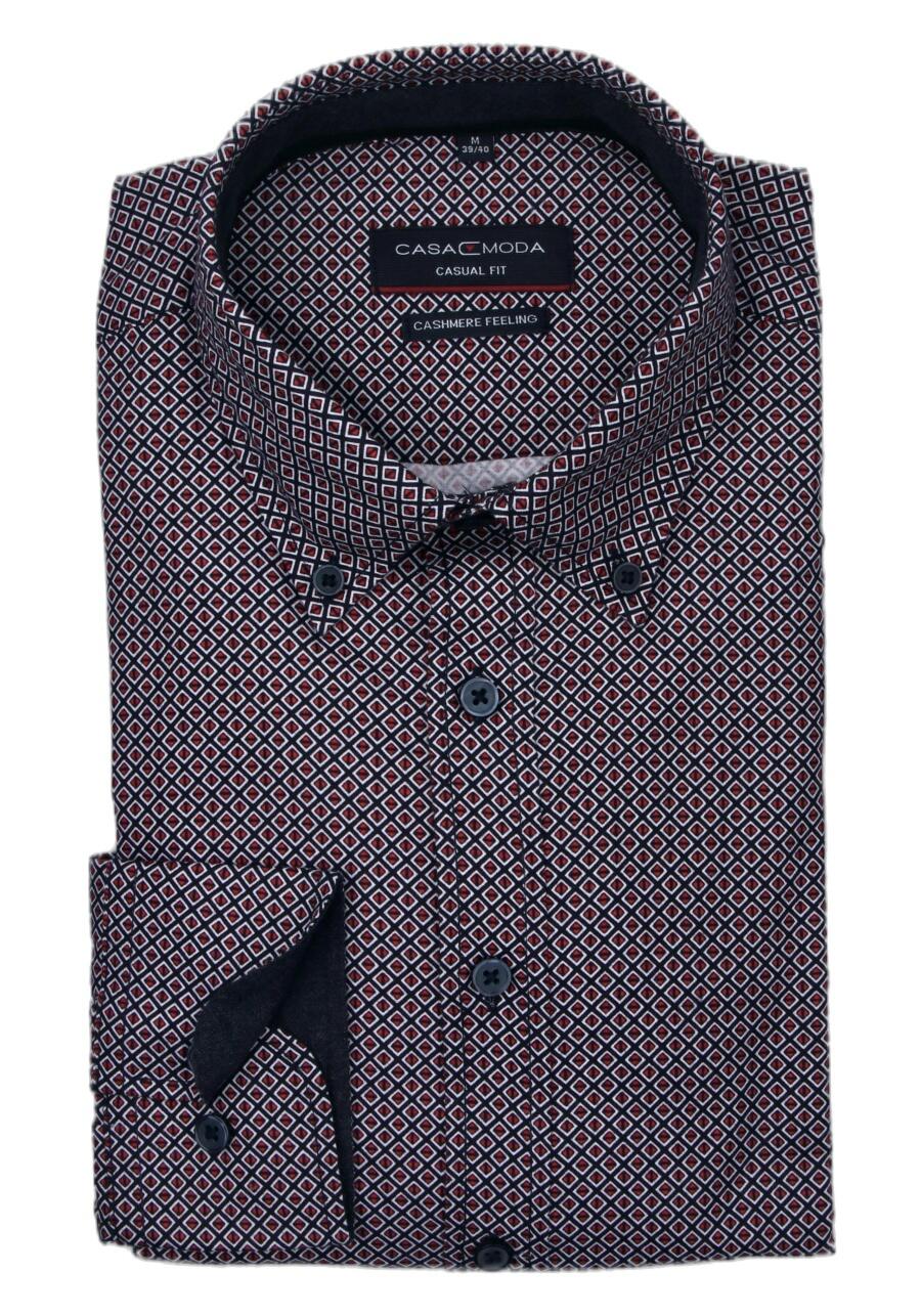 Produktbild fr 'CASAMODA Casual Fit Hemd Langarm Button Down Kragen Muster rot'