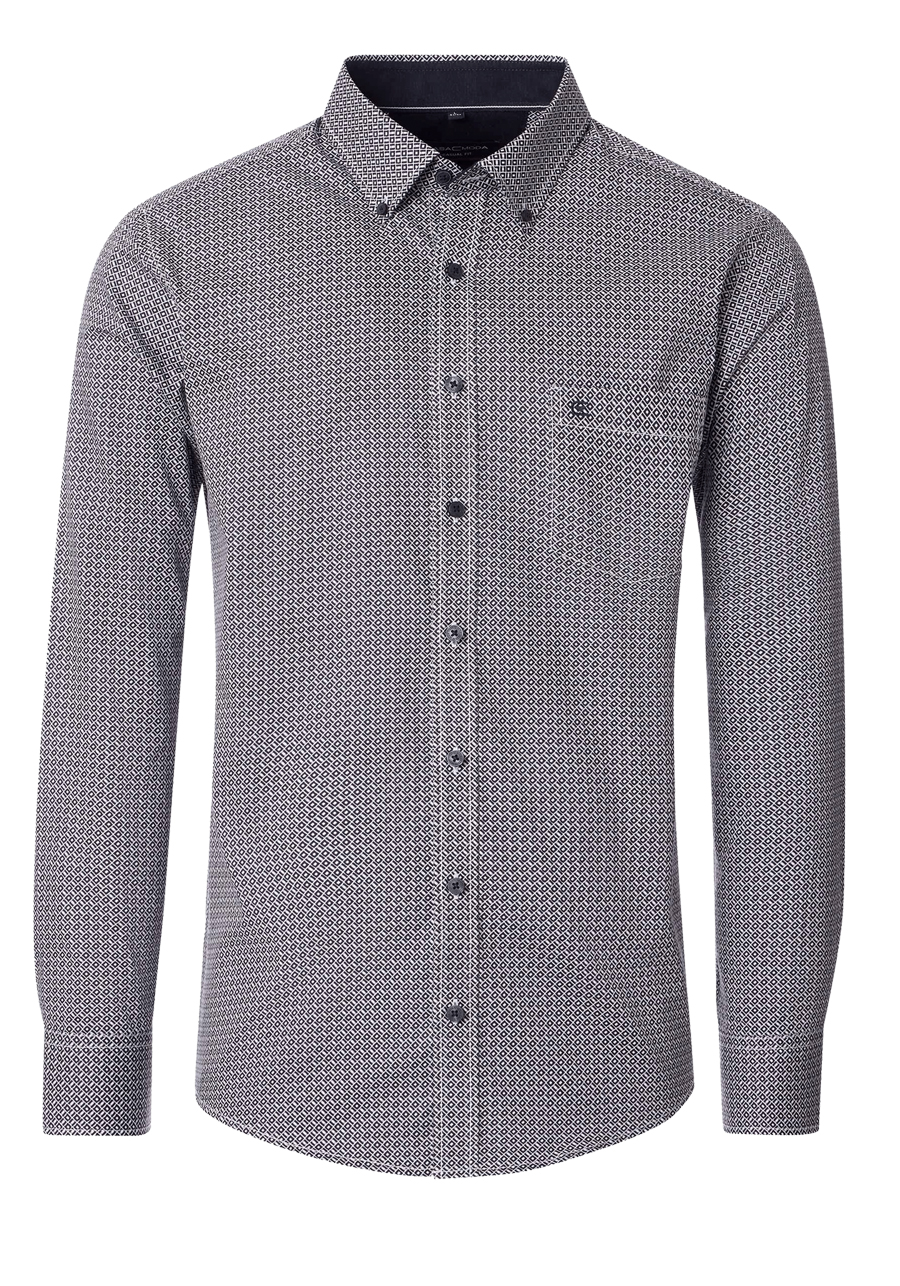Produktbild f�r 'CASAMODA Casual Fit Hemd Langarm Button Down Kragen Muster wei�'