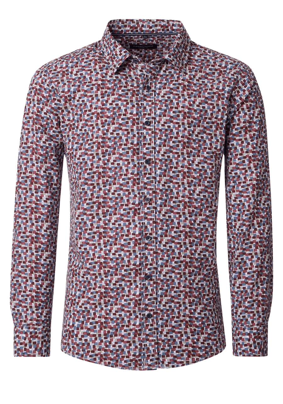 Produktbild f�r 'CASAMODA Casual Fit Hemd Langarm New Kent Kragen Muster rot'