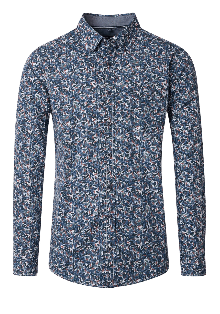 Produktbild f�r 'CASAMODA Casual Fit Hemd Langarm Button Down Kragen Muster blau'