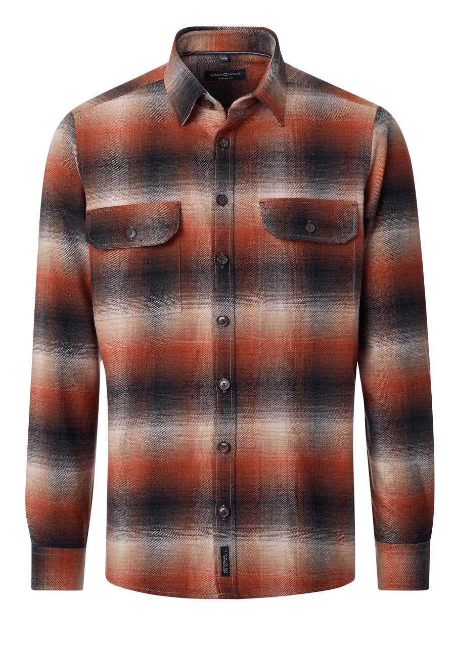 Produktbild f�r 'CASAMODA Casual Fit Hemdjacke super langer Arm Flanell Karo braun'