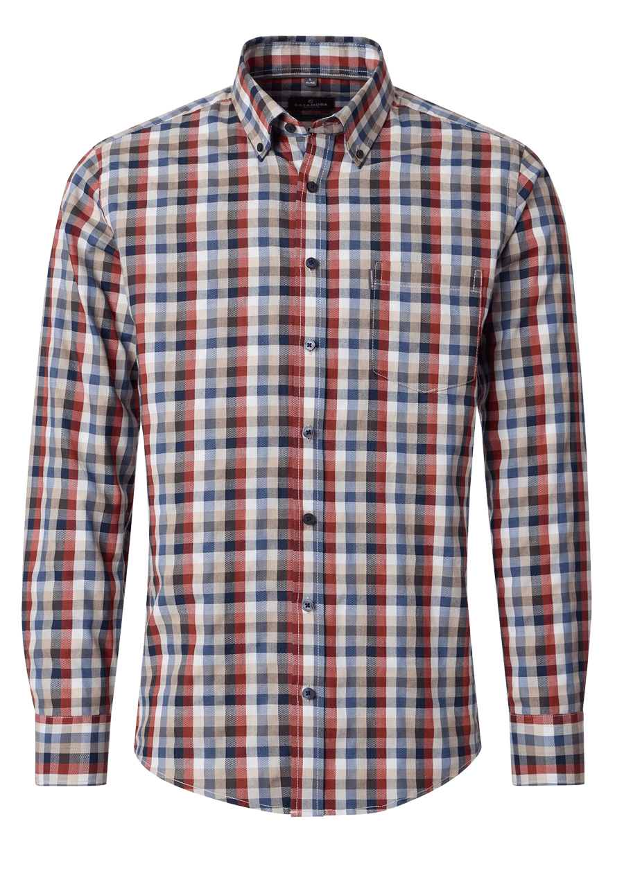 Produktbild f�r 'CASAMODA Casual Fit Hemd Langarm New Kent Kragen Karo orange'